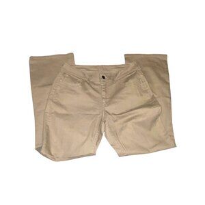 Womens Beige Mid-Rise Bootcut Cotton Blend Pants Size 12M